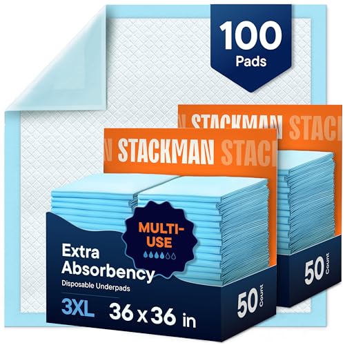 Image of Chucks Pads Disposable Adult Underpads [100-Pack] 36"x36" XXXL Super-Absorbent Incontinence Bed Pads – Large Leak-Proof Mattress Protector Pee Pads for Adults, Seniors, Kids & Pets