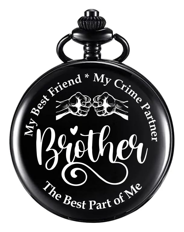 Image of Vintage Gandhi Style Pocket Watch with Engraved Designs & Messages Royal Black Analog for Men Women & Kids Includes Key Ring for car or Bike Keys Ideal Gift