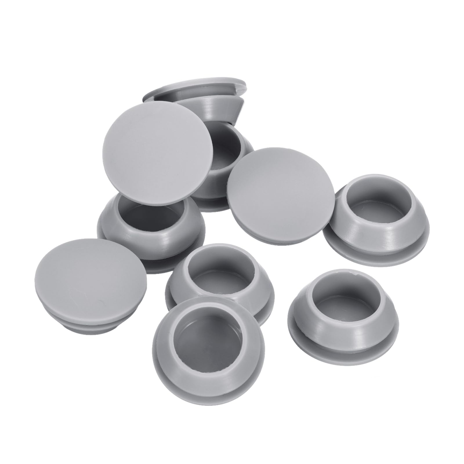 sourcing map 18Pcs Silicone Plugs, Rubber Round Snap in Locking Hole Plugs for 18-19mm Hole, Hole Stoppers Waterproof Hole Plug for Metal Tube, Furniture End Caps Inserts, Grey