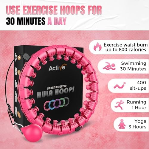 3. Bild von K-MART Smart Hula Ring Hoops, gewichteter Hula Circle 24, Abnehmbarer Fitnessring mit 360-Grad-Auto-Spinning-Ball, Gymnastik, Massage, Fitness für Erwachsene zur Gewichtsabnahme
