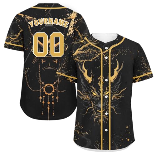 Camiseta personalizada de béisbol con estampado de dragón para hombres, mujeres y jóvenes, con nombre y número, transpirable y de secado rápido miniatura 1