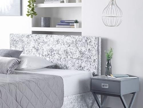 SeventhStitch Housse de lit en velours écrasé argenté pour tête de lit, housse élastique rembourrée pour tête de lit, housse extensible (180-200 cm) Cover