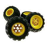 LEGO Technic Reifen 4 x Lego Technic Rad schwarz gelb 43,2 x 28 s Räder Felge Ballon Reifen komplett Auto LKW Technik 6579 6580c01