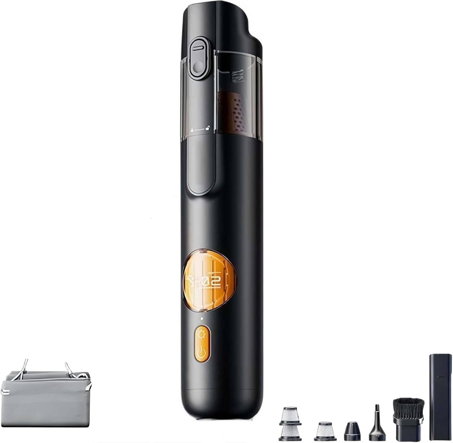 Vehicle Vacuum Cleaner-Cordless 5-in-1 Handheld Vacuum Cleaner Kit - 15kpa Strong Suction, Blowing, Inflatable, Brushing, Led Light, Rechargeable Type-c Portable Dust Black Premium