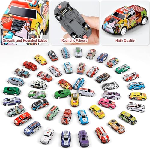 Image of 48pcs Pull Back Cars Set,Alloy Racing Car Toys,Bulk Mental Trucks Toy Vehicles Set,Toy Cars for Kids Ages 3-8 Goodie Bag Stuffers Mini Cars Party Favors for Kids Boys and Girls