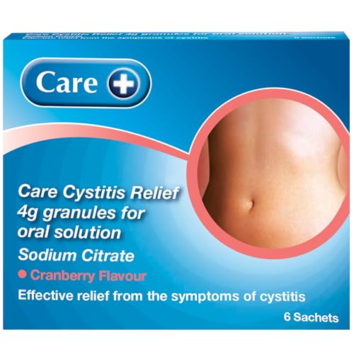 Care Cystitis Relief Granules for Oral Solution, Relieves Symptoms of Cystitis, 48h Course, Helps Reduce Irritation When Urinating, 6 Sachets, Cranberry Flavour