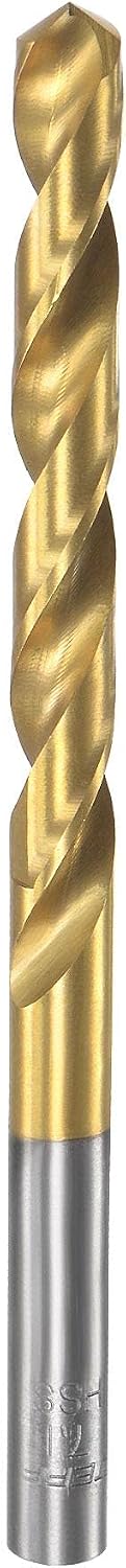 sourcing map High Speed Steel Straight Shank Twist Drill Bit Fully Ground Titanium Coated 7.1mm Drill Diameter 109mm Total Length 60mm Drill Bit Length