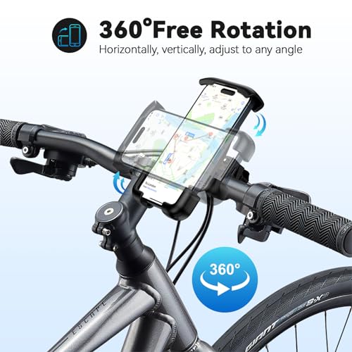 Image of FiveBox 1Pack Bike Bicycle Cell Phone Holder, Biking Cycle Handlebar Smartphone Mount for Ebike, Road Bike, Mountain Bike, Electric Scooter, Motorcycle, Comapatible iPhone, Samsung