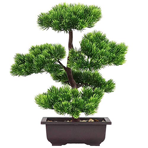 Árbol de bonsái Artificial- Pino Falsas Plantas Maceta Verde Flores Artificiales Decoraciones del