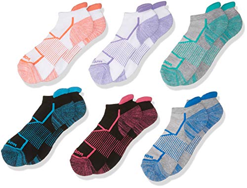 WILSON Girls' Athletic No Show Socks, 6 Pairs