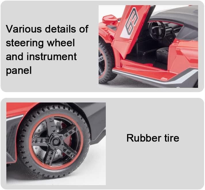 Image of 1:32 Lamborghinii SC18 Diecast Sports Car Model with Sound & Light High Simulation Pull Back Metal Toy for Kids & Collectors Realistic Details Openable Doors (White)