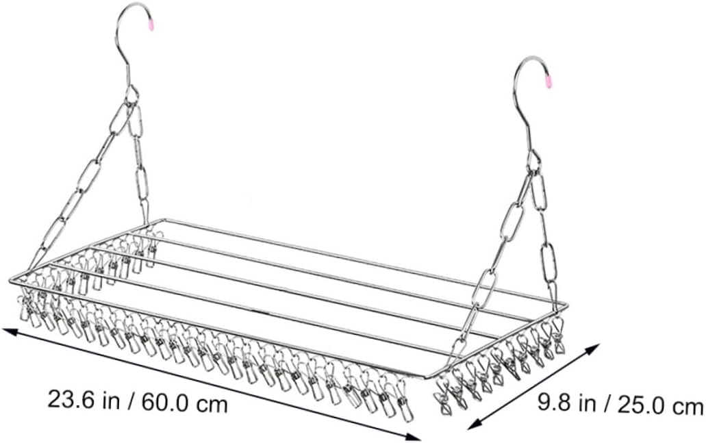 Stainless Steel Balcony Clothes Drying Rack with 45 Clips, Multifunctional Socks and Pants Hanger, Windproof Laundry Rack for Home Indoor Use