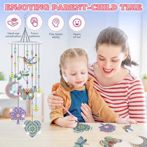 Lxmsja Mandala Diamond Art Painting Wind Chimes for Garden Diy Hanging Crystal Suncatcher - Image 4