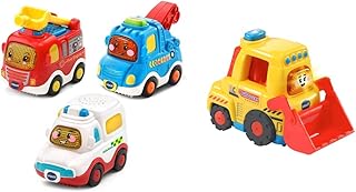 VTech 242163 Toot Drivers 3 Car Pack Emergency Vehicles (Fire Engine, Ambulance, Tow Truck), Multicoloured & 507803 Toot Drivers Bulldozer, Multicolour