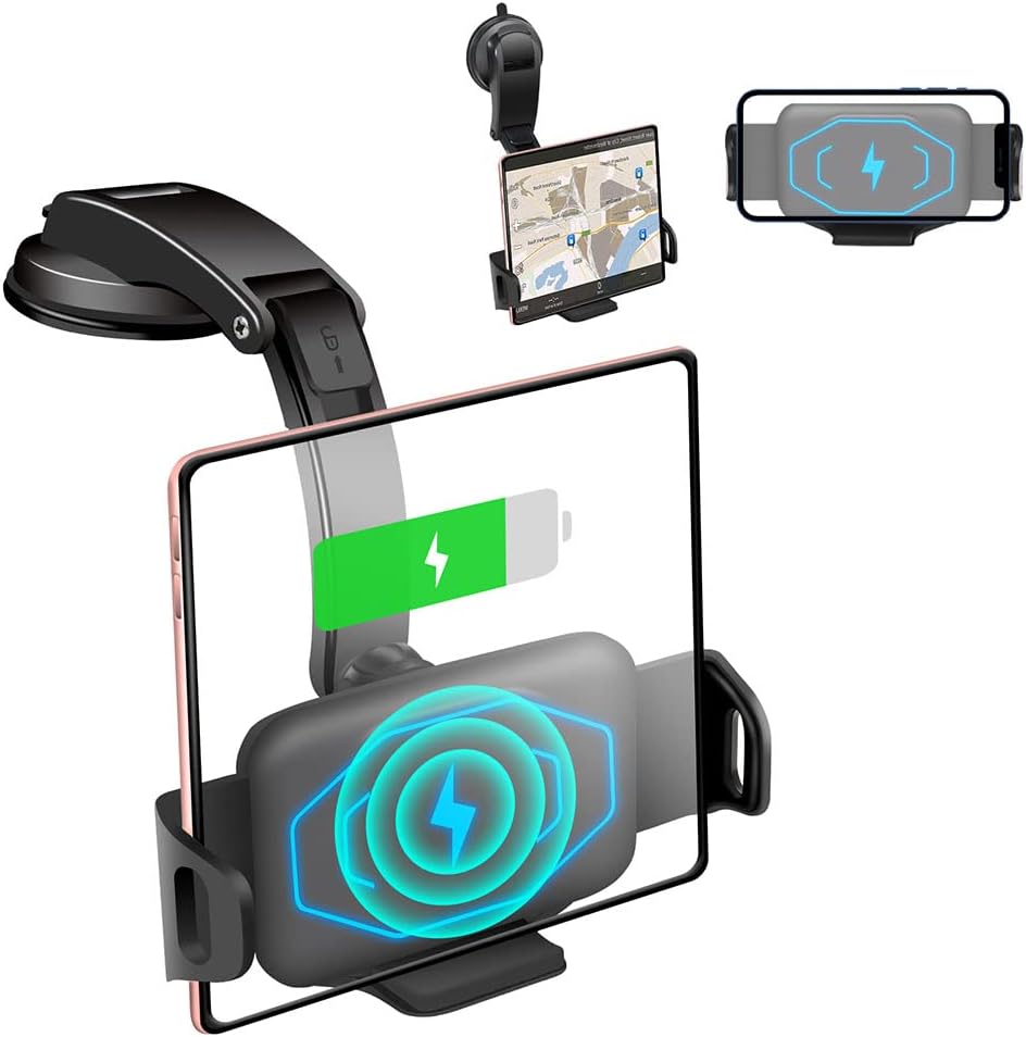 FULNEY Wireless Car Charger Mount, 15W Car Wireless Charger Holder for Air Vent & Dashboard, Compatible with Galaxy Z Fold 4/3/2/iPhone 14/13/12/11/X/8 Series/Samsung S22 Ultra/Note20