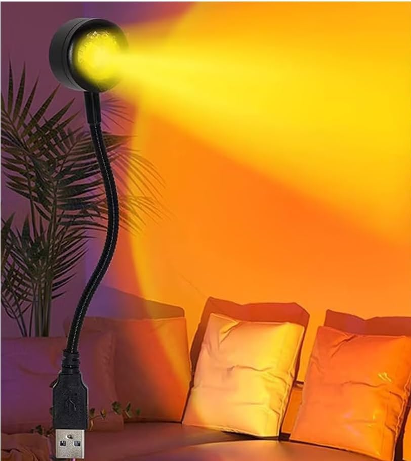 Zhuluck 2Pcs LED Sunset Ambient Lamp Night Light,USB Warm Ambient Light,Projector Birthday Party Decoration Portable Mood Light for Bedroom Living