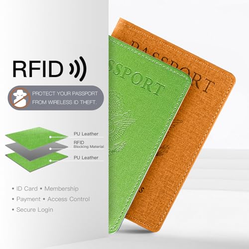 Image of Vaccination Passport Holder, Yellow&Green, 2pack