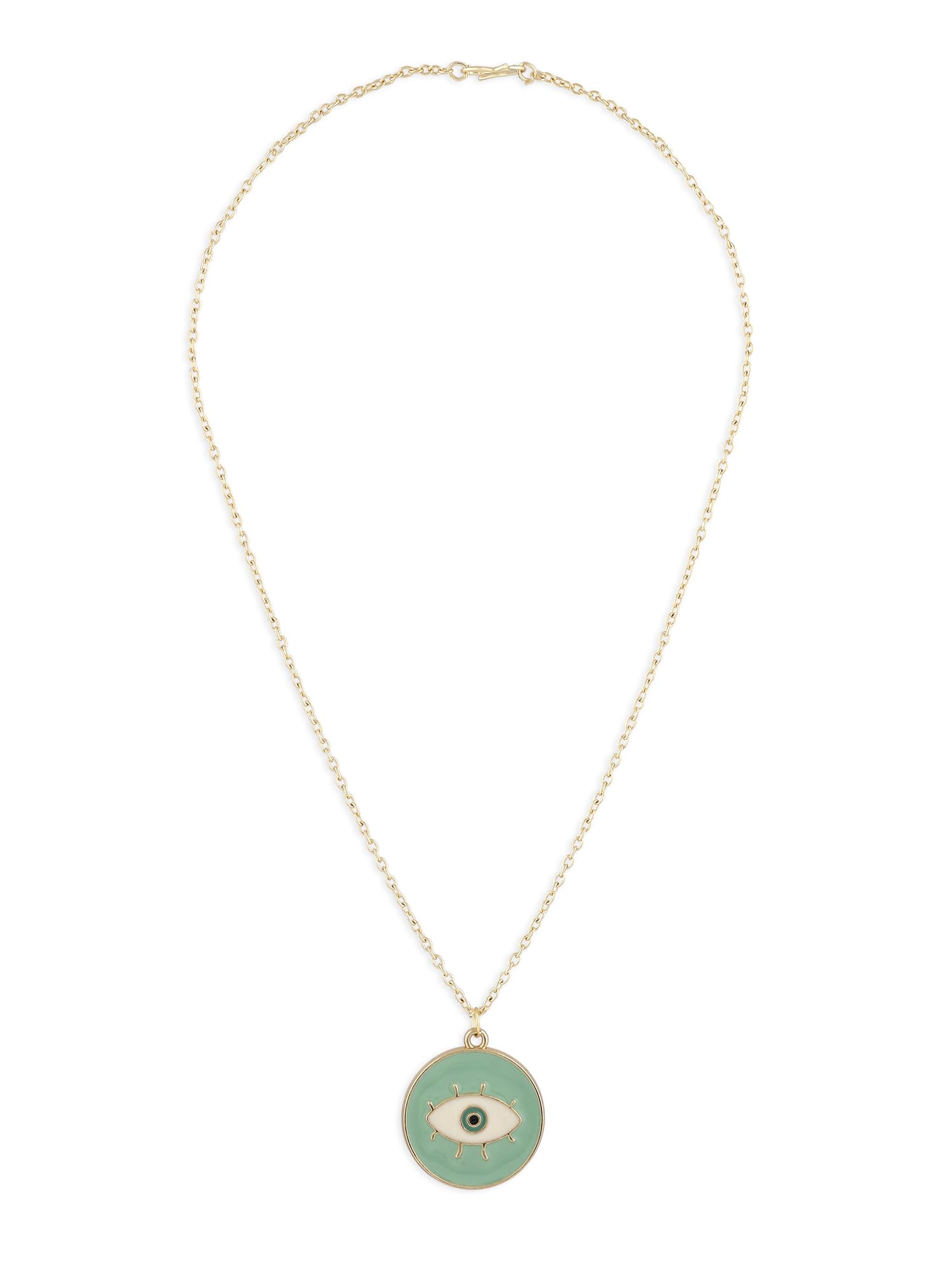 ZAVERI PEARLS Mint Green & White Enamelled Evil Eye Contemporary Pendant & Chain For Women-ZPFK16795 (B0CL2DNGG2) Amazon Price History, Amazon Price Tracker