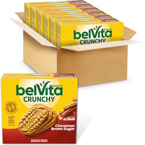belVita Breakfast Bars Biscuits, Cinnamon Brown Sugar, 30 Total Packs, 6 Boxes (4 Biscuits Per Pack)