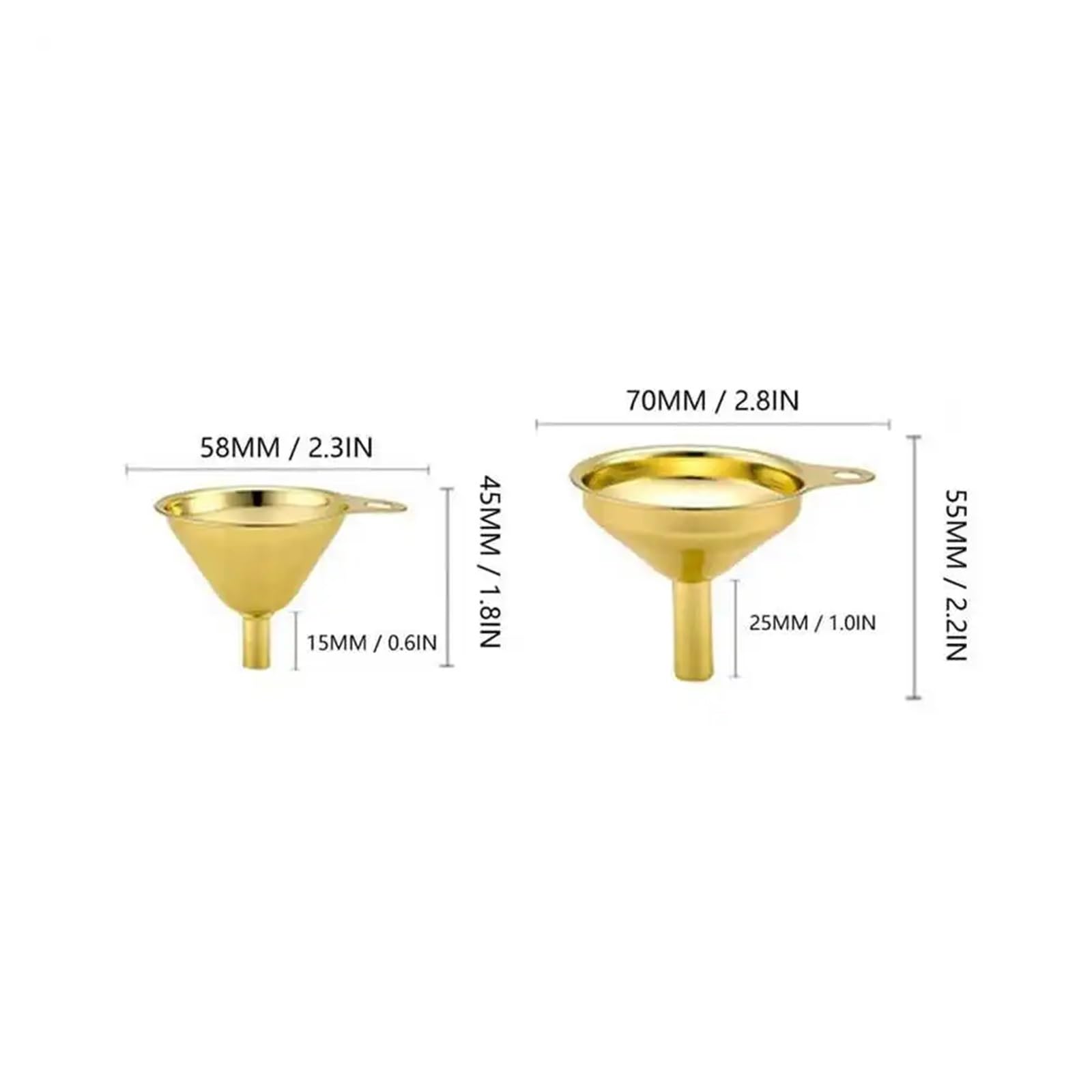 Imbuto in acciaio inox Confezione da 3 imbuti in acciaio inossidabile dorato for olio da cucina in metallo liquido for utensili da cucina for conserve