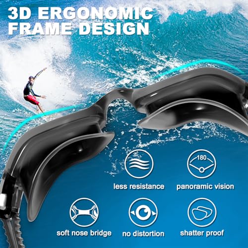 HotSrace Swimming Goggles Anti Fog Anti UV No Leakage,Swim Goggles Soft Silicone Clear Vision Easy to Adjust for Adult Men Women Teenager - Image 4