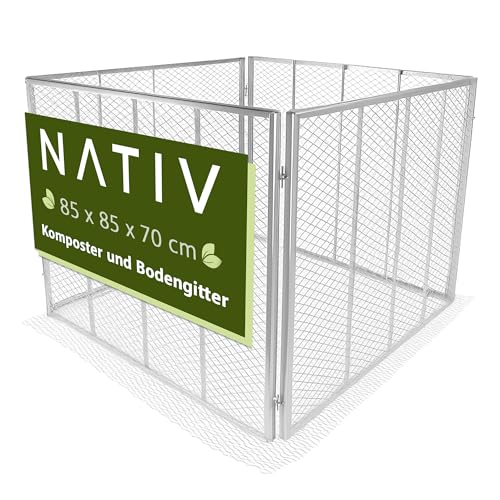 NATIV Garten Komposter 80x80x70 cm mit Bodengitter, Metallkomposter mit 448 Liter Volumen, Drahtkomposter für eigenen Kompost, Metall Komposter als Kompostsieb nutzbar, Kompostierer für Komposterde NATIV Garten Komposter 80x80x70 cm mit Bodengitter, Metallkomposter mit 448 Liter Volumen, Drahtkomposter für eigenen Kompost, Metall Komposter als Kompostsieb nutzbar, Kompostierer für Komposterde