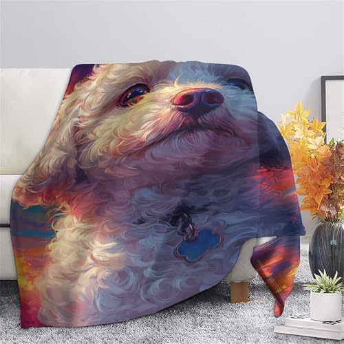 Couverture bichon maltais pour canapé et bureau cocooning