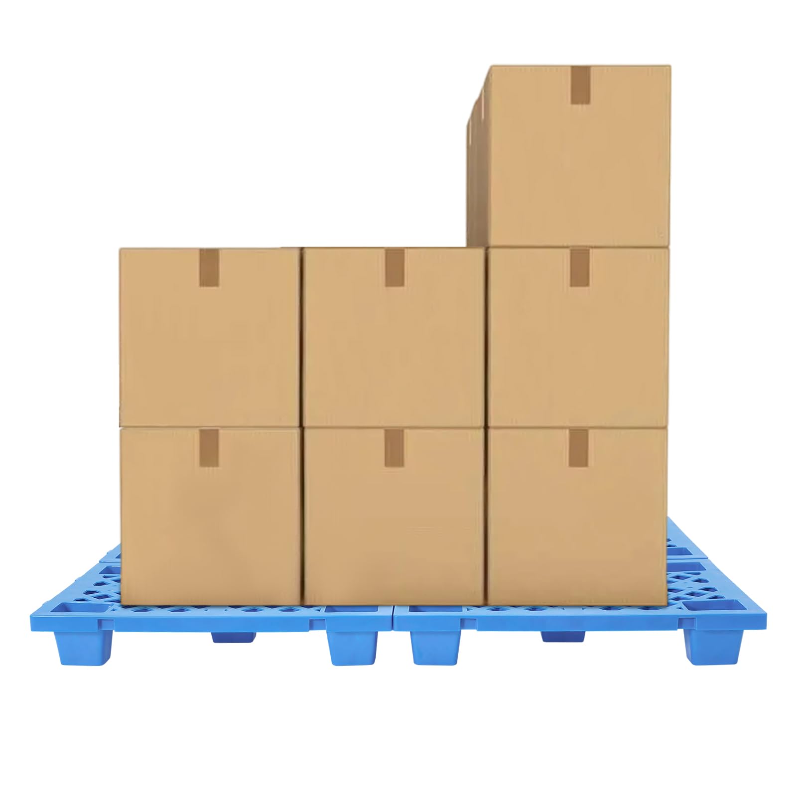6 paletas de plástico, 60 x 40 x 10 cm, paletas industriales con estructura de rejilla, conexión a presión, capacidad de carga de 100 kg, paletas para sótano, garaje, supermercado (azul)
