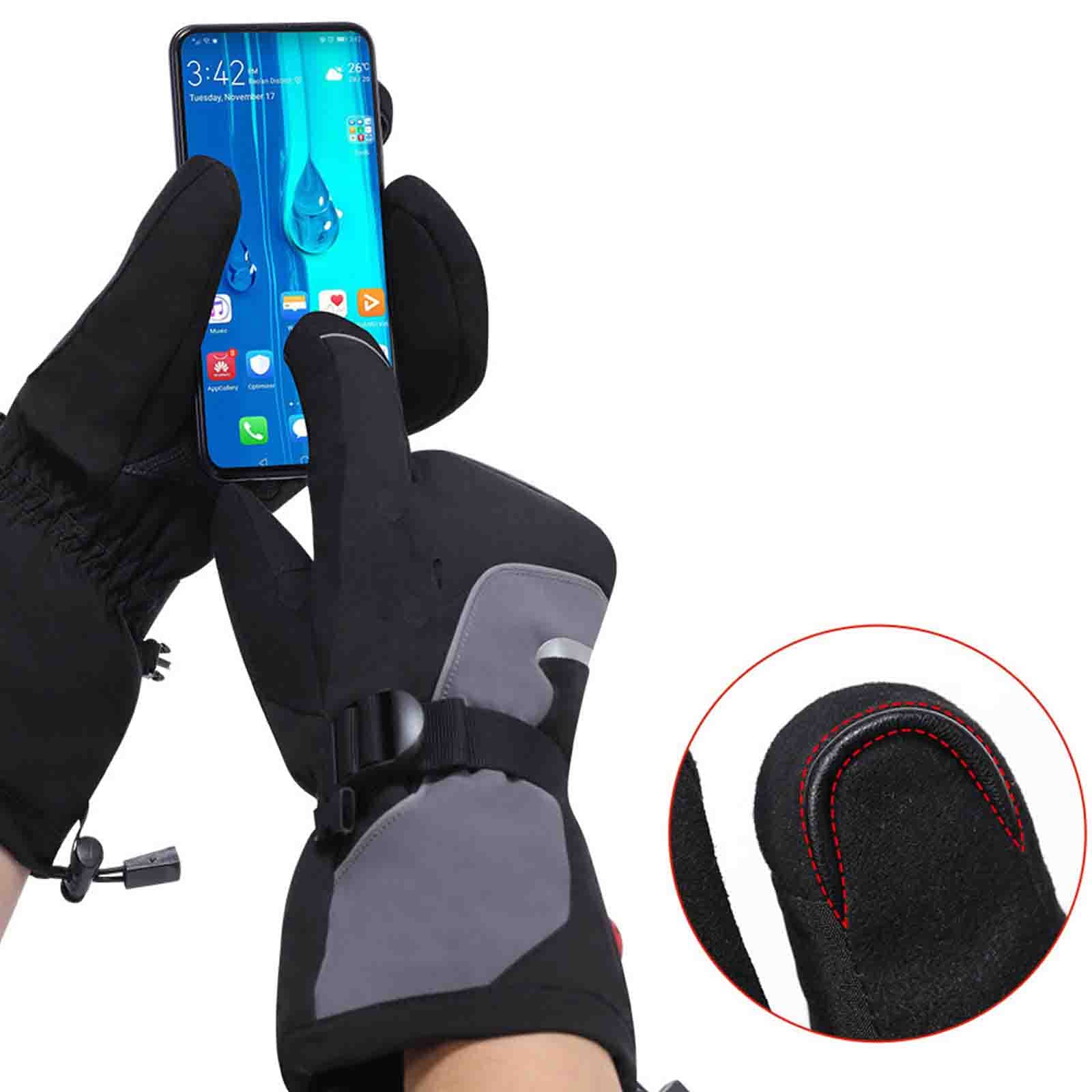 CHEWYNP Guanti da Sci riscaldati per Uomo Donna, Guanti Termici a Batteria Ricaricabile elettrica per Sci Invernale, Pattinaggio, Neve, Campeggio, Escursionismo