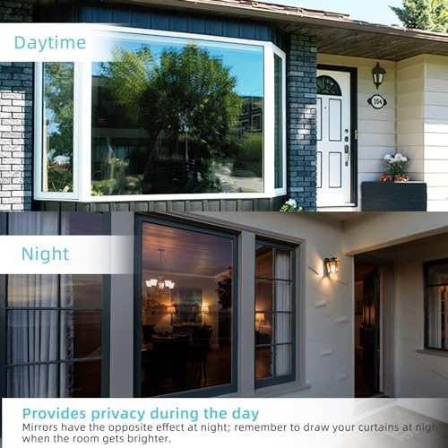 Filmgoo Window Privacy Film One Way Daytime Mirror Tint Treatments UV Heat Control Vinyl Stickers Sun Block Glass Paper Door Covering Reflective (Light Blue Silver, 35.4 Inch x 6.5 Feet)
