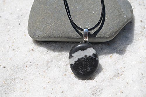 Marble Zebra Jasper Palm Stone On A Leather Cord Necklace #TOP7