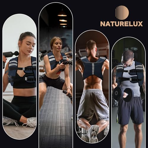 Image of NATURELUX Weighted Vest Men or Women - 5 /10 /15 /20 /25 /30lbs Weights with Reflective Stripe, Weighted Vest for Workout Equipment for Strength Training Running - Walking Weight Loss