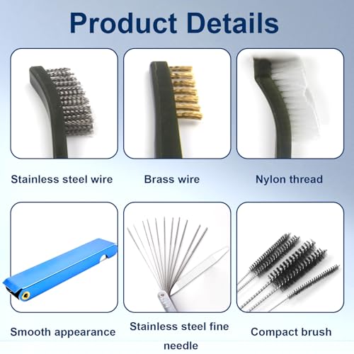 Image of Carburetor Cleaning Kit, Torch Tip Cleaner Brush Set, Throttle Body Dirt Remove Cleaner for Chainsaw Gas Orifices Welding Motorcycle ATV Carburetor Jet Stove Nozzles Shower Heads