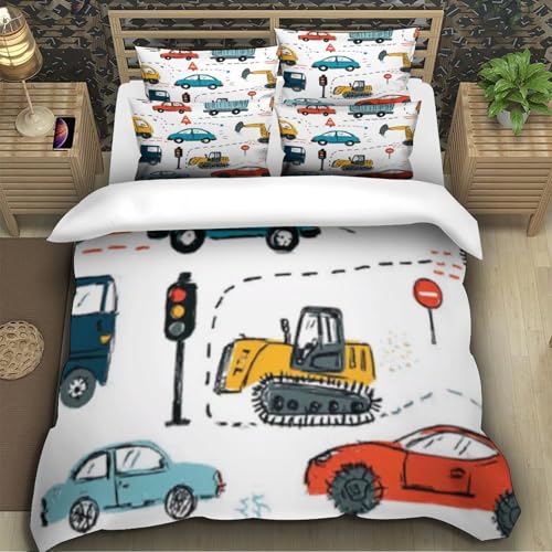 Housse de couette voitures pour enfants en microfibre 140x200
