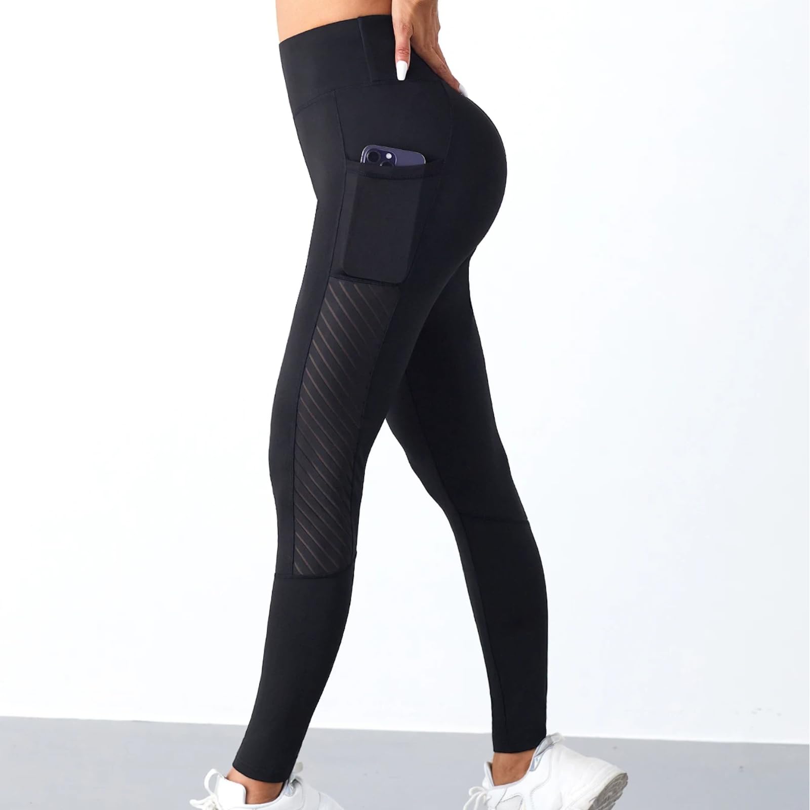 Siateczkowa kieszeń z wysokim stanem, joga, fitness, ćwiczenia, obcisłe legginsy dla kobiet
