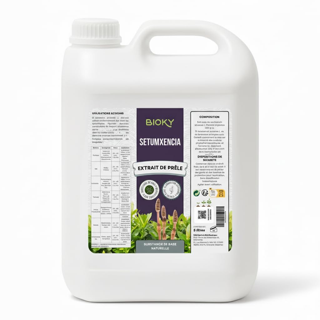 Decoction de Prêle Fongicide 5L – Préventif et curatif pour les plantes - Très concentré 30ml/L – Biostimulant pour plantes d'intérieur et potager urbain – Mildiou et Oïdium