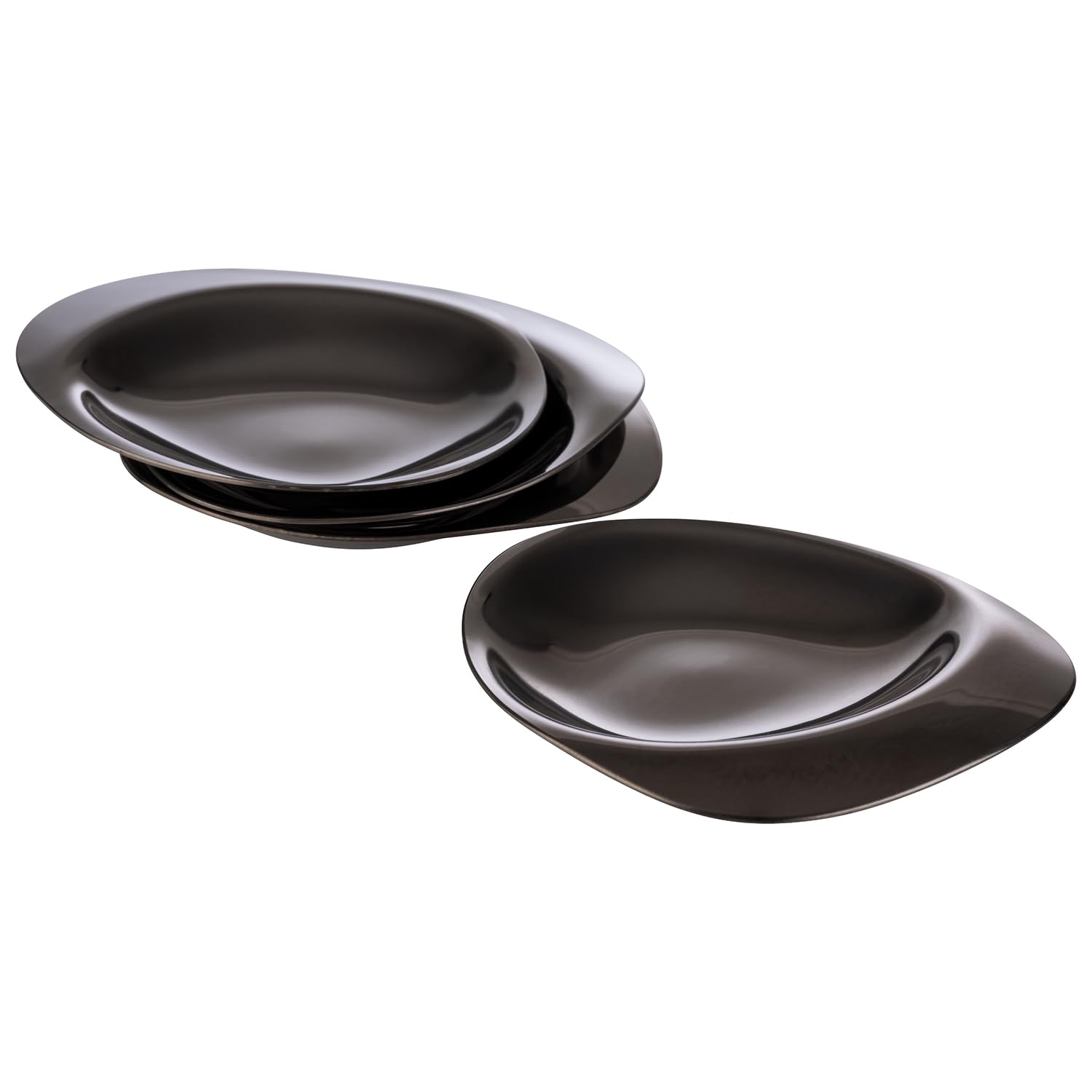 APS Pebbles 40793 Set of 4 Plates Stainless Steel PVD Coated 8.5 x 8 cm Height 1 cm Gunmetal Look, 8,5 x 8 x 1 cm - Image 2