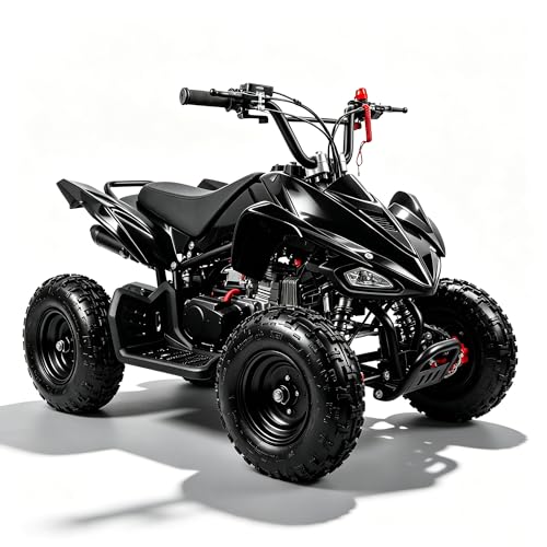 KTOEBYCO Kids Gas ATV, 50cc 2-Stroke Gas Powered 4-Wheeler for Kids with Dual Disc Brakes and Safety Tether Kill Switch, Pull Start Off-Road ATV up to 166Lbs Weight Capacity, LED Lights (ATV-03)