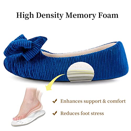 ULTRAIDEAS Women’s Velvet Ballerina Slippers, Lightweight House Shoes with Bow and Indoor Anti-Skid Soft Rubber Sole2