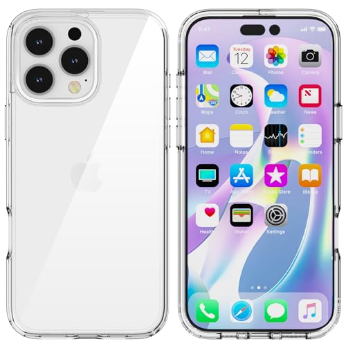 TENOC Phone Case Compatible with iPhone 16 Pro, Clear Case Shockproof Protective Bumper Slim Cover for 6.3 Inch