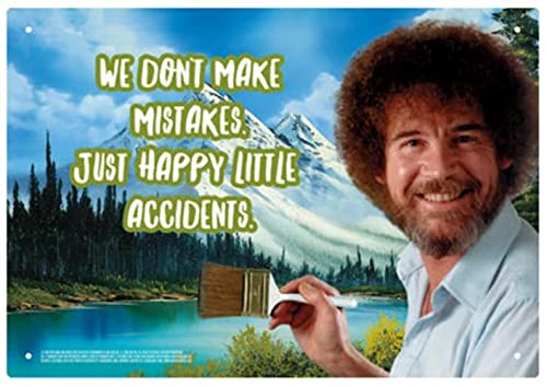 Aquarius Bob Ross Happy Little Accidents 8X11.5 Tin Sign, Multi-Colored,3