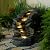 49" L Garden Outdoor Water Fountain 5-Tiers Rock Natural Waterfall Fountains Floor Standing Water Features with LED Lights for Patio, Porch, Home Art Decor