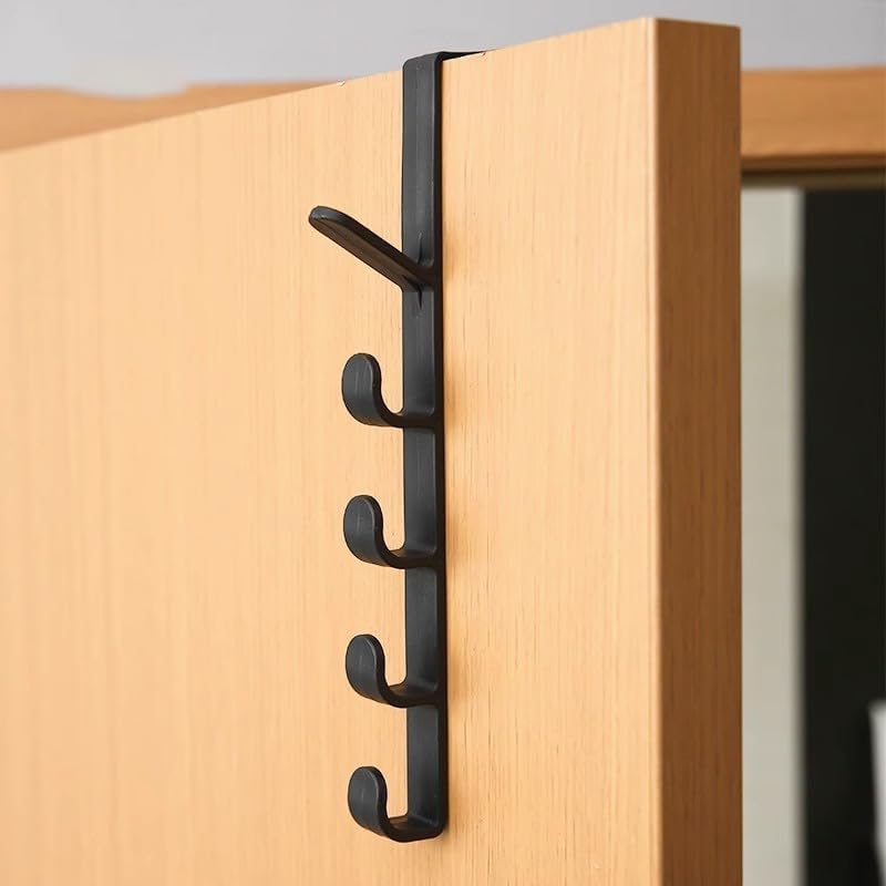 1pcs Over-The-Door Hook Hanger, Plastic Bedroom Door Hanger, Practical and Stylish Storage Solution for Clothes, Jackets, Wall Mount Design for Easy Installation, Black