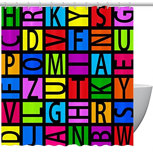 Bunte Buchstaben Duschvorhang mit Haken