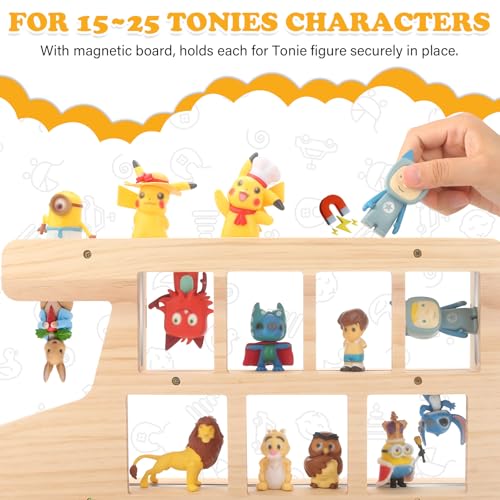 Image of Car for Tonies Box Figures Characters Organizer Storage Shelf Wall Mounted, Bus Wooden Magnetic Floating Shelves for Tonies Characters, Display Collection 15~25 Characters