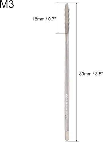 Miniatura 2 de uxcell Grifo de rosca métrica M3 x 0.5 H2 3.504 in extra largo recto flauta rosca rosca fresadora roscado roscado herramienta de reparación