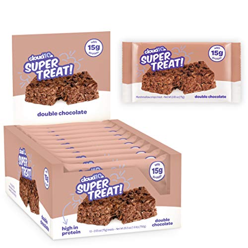 Cloud10 High Protein, Gluten Free, Kosher, No Artificial Sweeteners, Peanut Free, Non-Gmo, Marshmallow Rice Crispy Treats - Double Chocolate - 2.64 Ounce (Pack of 10)