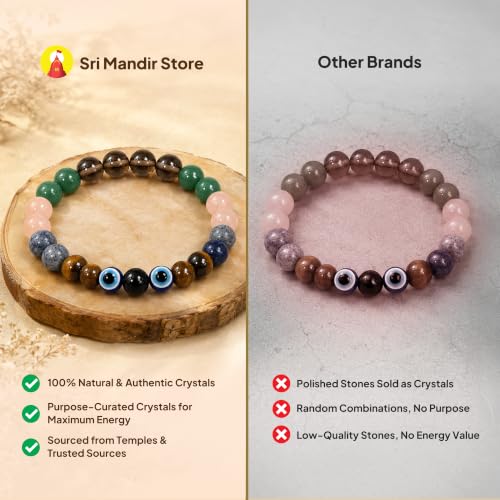 Image of Tula (Libra) Rashi Bracelet | Smoky Quartz, Green Aventurine, Rose Quartz, Lapis Lazuli, Tiger's Eye, Evil Eye | For Balance & Harmony | Stabilizes Decision Making | For Men & Women