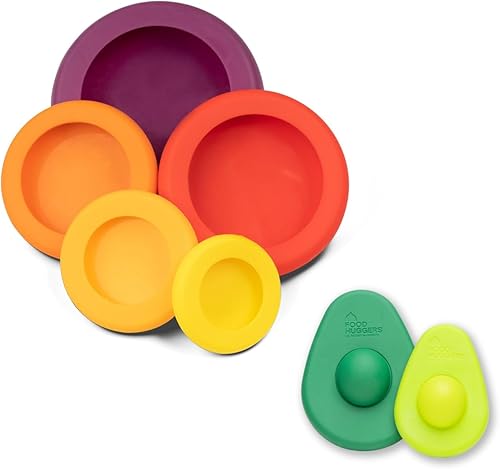 Miniatura 2 de Food Huggers Kit de iniciación cero residuos, (7 piezas) - Fundas de ahorro de aguacate (juego de 2) + reutilizables de silicona para ahorrar
