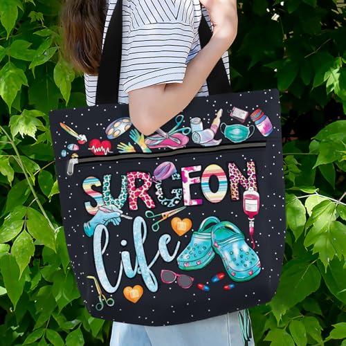 Image of 84hoods Large Waterproof Tote Bag with Pockets and Zipper for Work. Gift for Nurse. Shoulder Bag for Women.